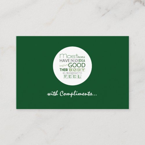 Healthy Life Coach Green Compliment Slip  Business Card