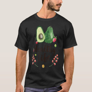 Healthy Life Vegan Avocado Vegetarian Farmer Mark T-Shirt