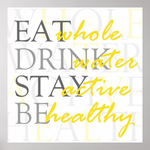 Healthy Lifestyle Rules Text Design Poster