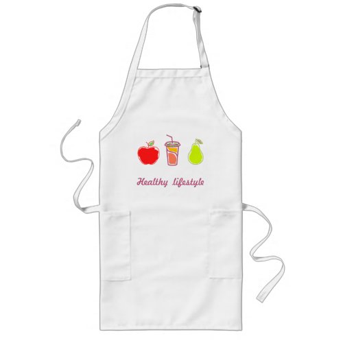 Healthy Living Colorful Food And Beverage Art Long Apron