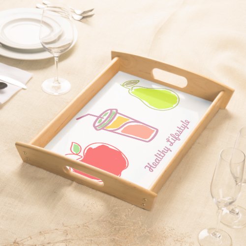 Healthy Living Colorful Food And Beverage Art Serving Tray