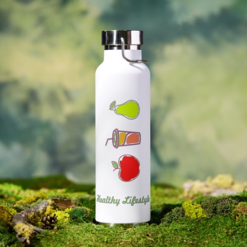 Healthy Living Colorful Food And Beverage Art Water Bottle