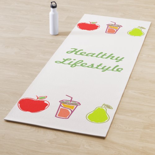 Healthy Living Colorful Food And Beverage Art Yoga Mat