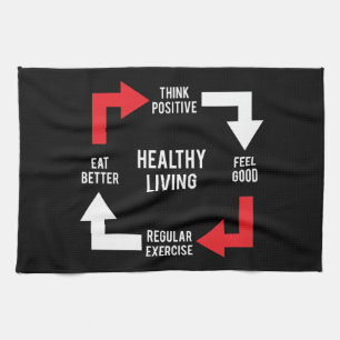 Healthy Living Diagram - Fitness Motivational Towel