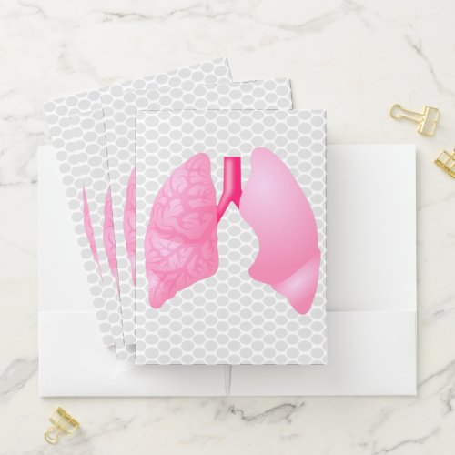 Healthy Lungs Pink Gray White Asthma Awareness Pocket Folder