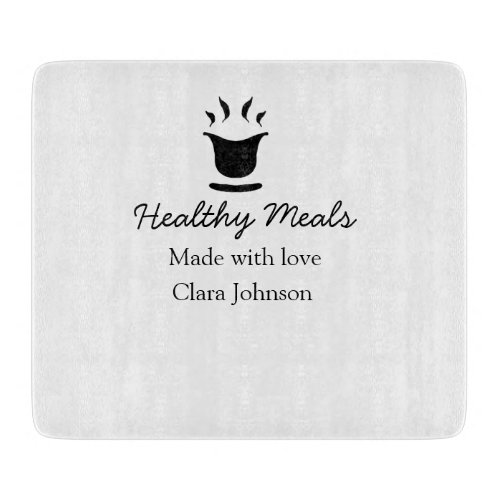 Healthy meals with love add name restaurant place  cutting board