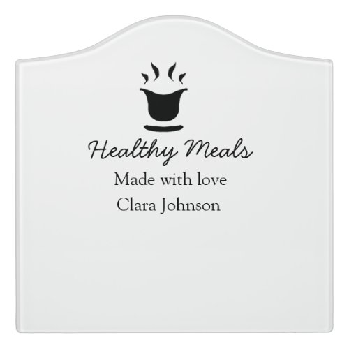 Healthy meals with love add name restaurant place  door sign