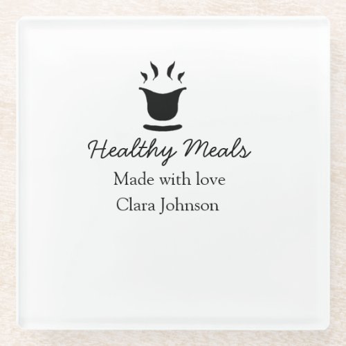 Healthy meals with love add name restaurant place  glass coaster