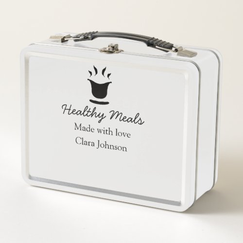 Healthy meals with love add name restaurant place  metal lunch box