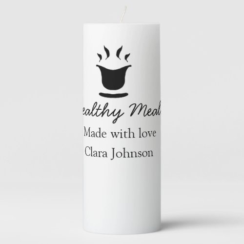 Healthy meals with love add name restaurant place  pillar candle