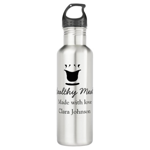 Healthy meals with love add name restaurant place  stainless steel water bottle