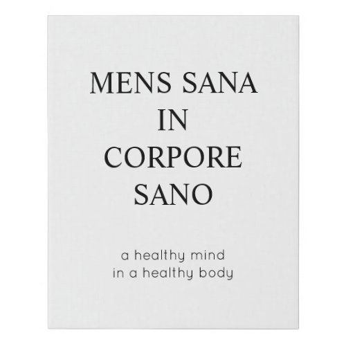 Healthy Mind In A Healthy Body Latin Quote Faux Canvas Print