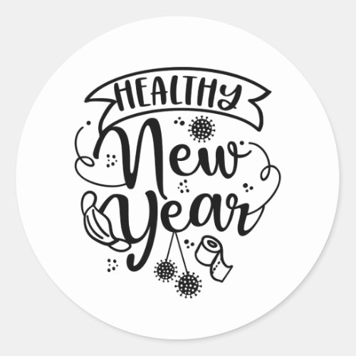 Healthy New Year Classic Round Sticker