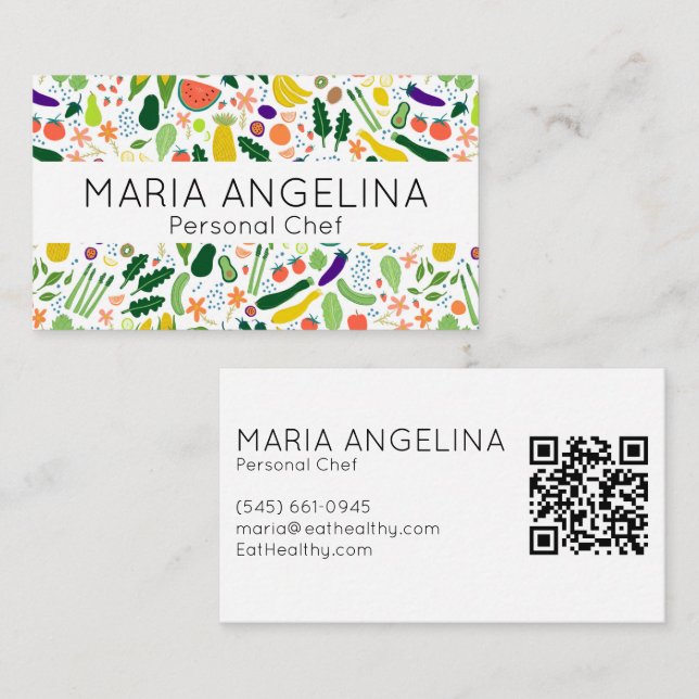 Healthy Personal Chef Nutritionist Modern Veggies  Business Card (Front/Back)