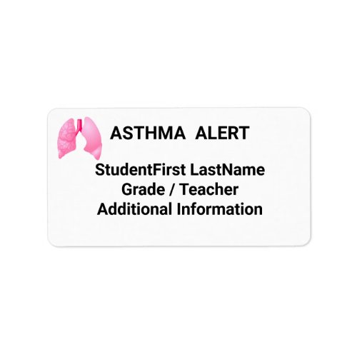 Healthy Pink Lungs asthma alert Label