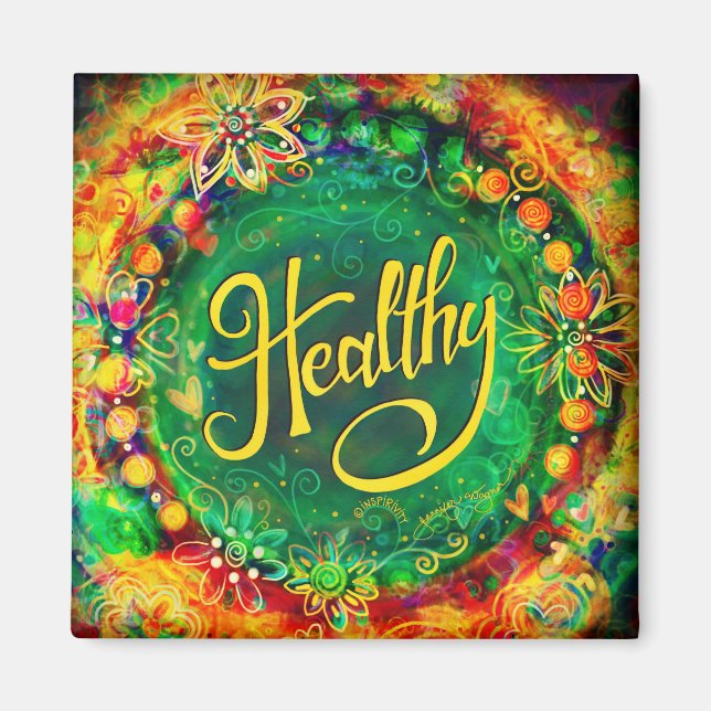 Healthy Pretty Colorful Flowers Modern Inspirivity Magnet (Front)