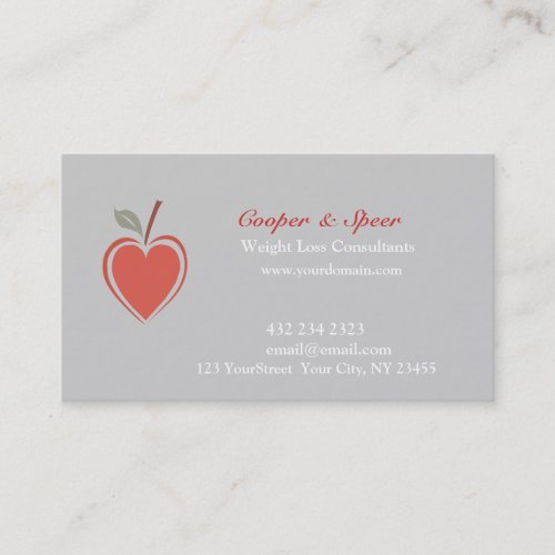 Healthy Red Minimal Heart Wellness Fitness Business Card