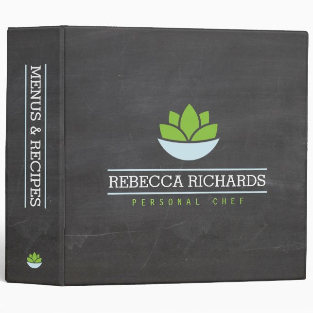 Healthy Salad Vegetables Catering Logo Chalkboard 3 Ring Binder (Front/Spine)