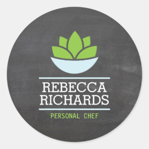 Healthy Salad Vegetables Catering Logo Chalkboard Classic Round Sticker