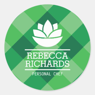 Healthy Salad Vegetables Catering Logo Green Classic Round Sticker