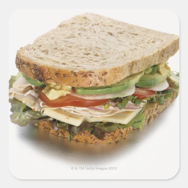 Healthy sandwich square sticker (Front)