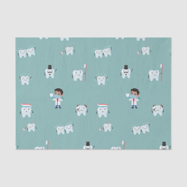 Healthy Teeth, Dentist and Dental Themed  Tissue Paper (Front)