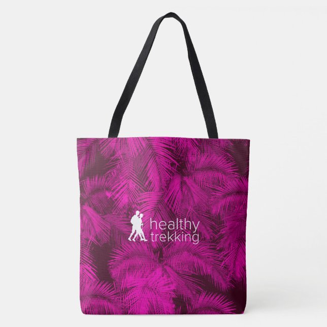 Healthy Trekking Hawaiian Pink Palms Beach Bag (Front)