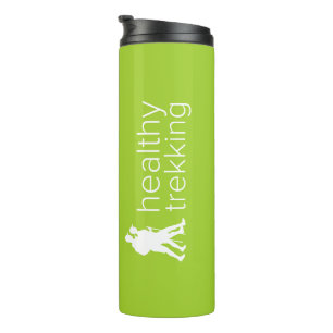 Healthy Trekking Logo Lime Green Travel Thermal Tumbler