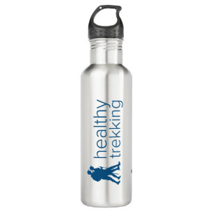 Healthy Trekking Navy Blue Logo Travel Stainless Steel Water Bottle