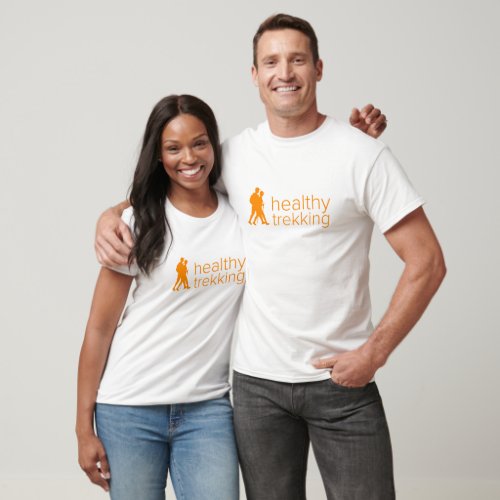 Healthy Trekking Tangerine Chest Logo Activewear T_Shirt