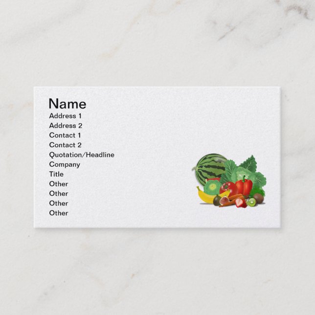 healthy_Vector_Clipart FRUITS VEGETABLES gardening Business Card (Front)