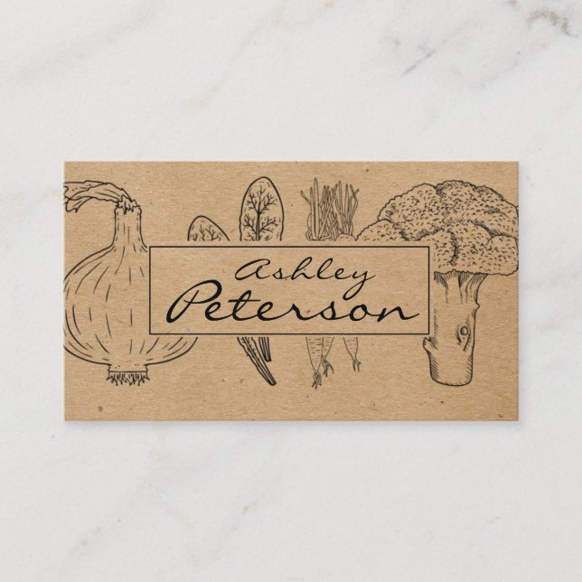 Healthy vegetable garden & craft paper  business card (Front)