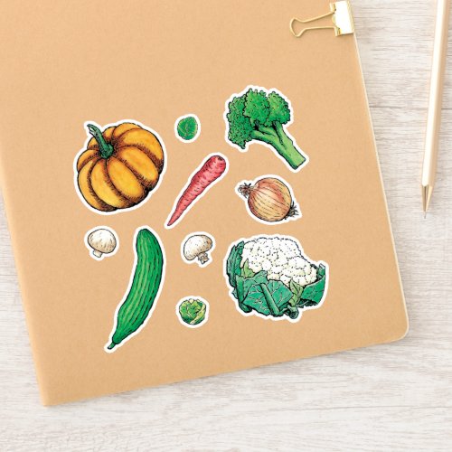 healthy vegetable mix drawing stickers 