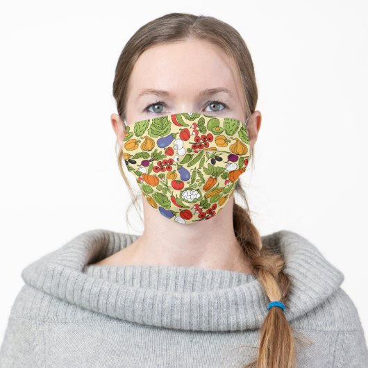 Healthy Vegetables Fruit Pattern Farmers Market Adult Cloth Face Mask (Worn)
