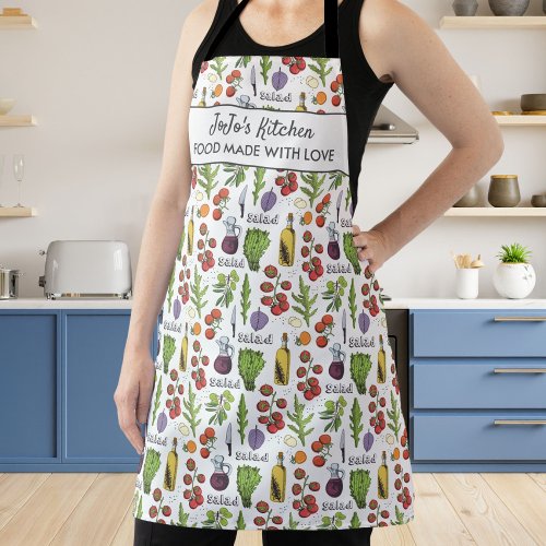 Healthy Vegetables Salad Custom Names Kitchen Apron