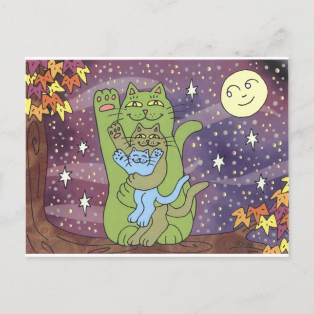 Healthy, Wealthy, & Wise on an Autumn Night Postcard (Front)