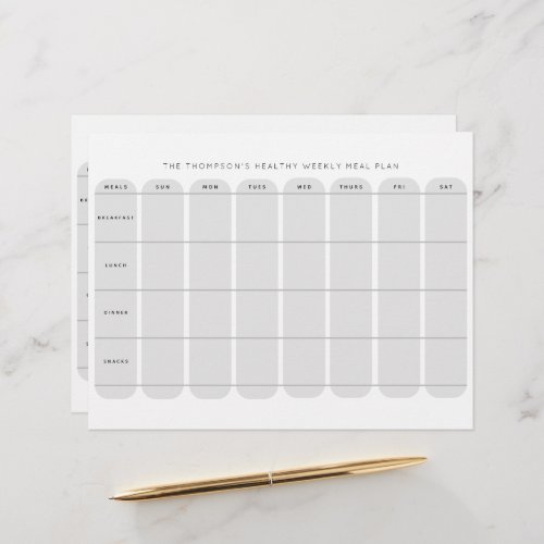 Healthy Weekly Meal Plan Template Double Sided Letterhead