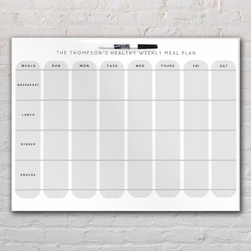 Healthy Weekly Meal Plan Template Dry Erase Board
