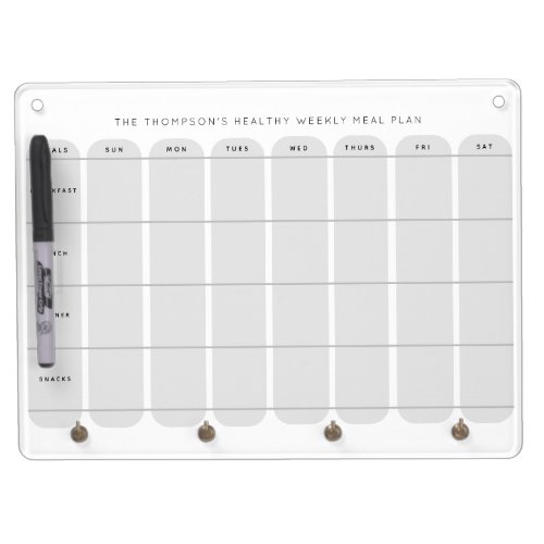 Healthy Weekly Meal Plan Template  Dry Erase Board With Keychain Holder