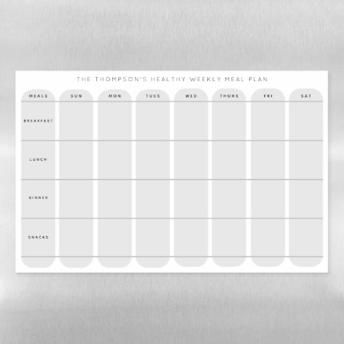 Healthy Weekly Meal Plan Template Magnetic Dry Erase Sheet