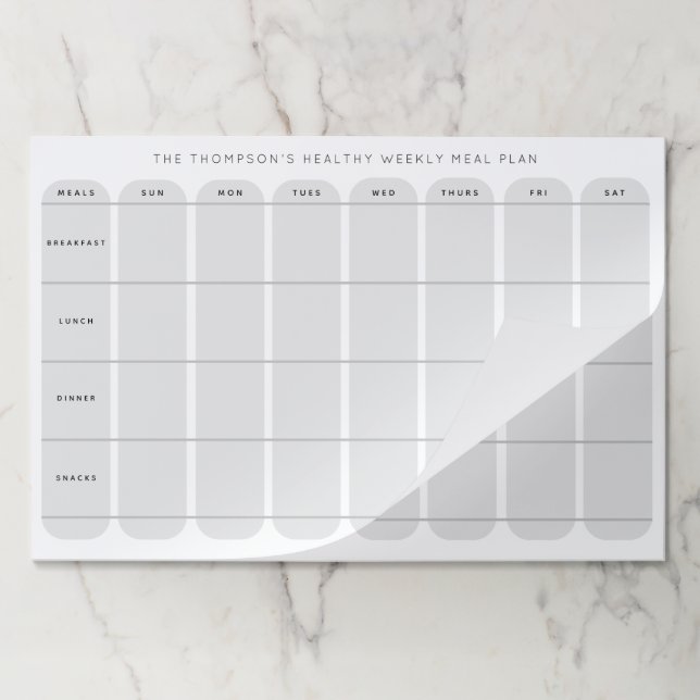 Healthy Weekly Meal Plan Template Paper Pad (Folded)