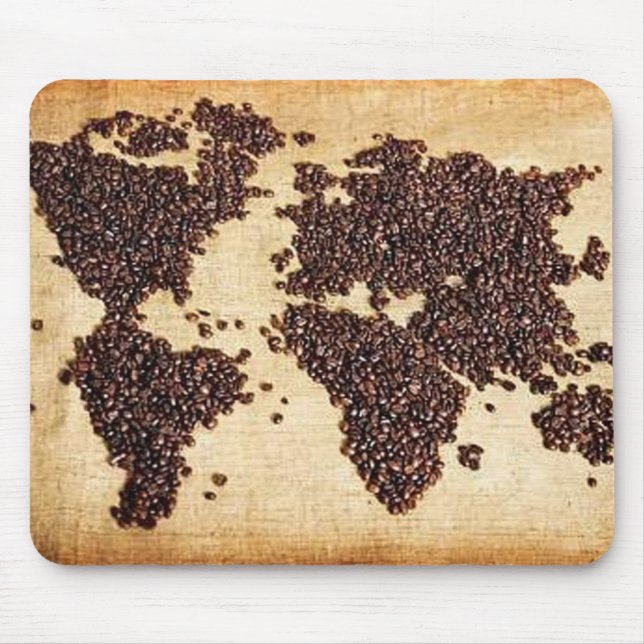 HealthyCoffee world map in coffee beans Mouse Pad (Front)