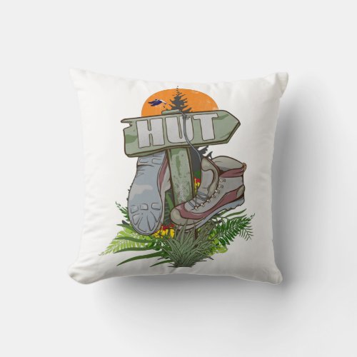 Heaphy track old boots throw pillow