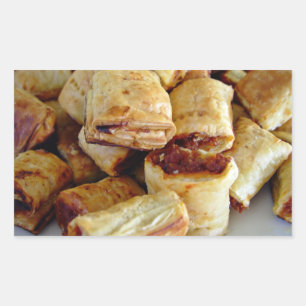 Heaps of sausage rolls rectangular sticker