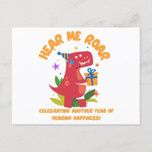 Hear me roar Cochlear Implant Hearing Birthday Holiday Postcard