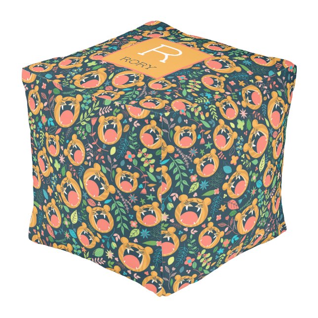 Hear Me Roar Tiger Jungle Personalized Pouf (Angled Front)