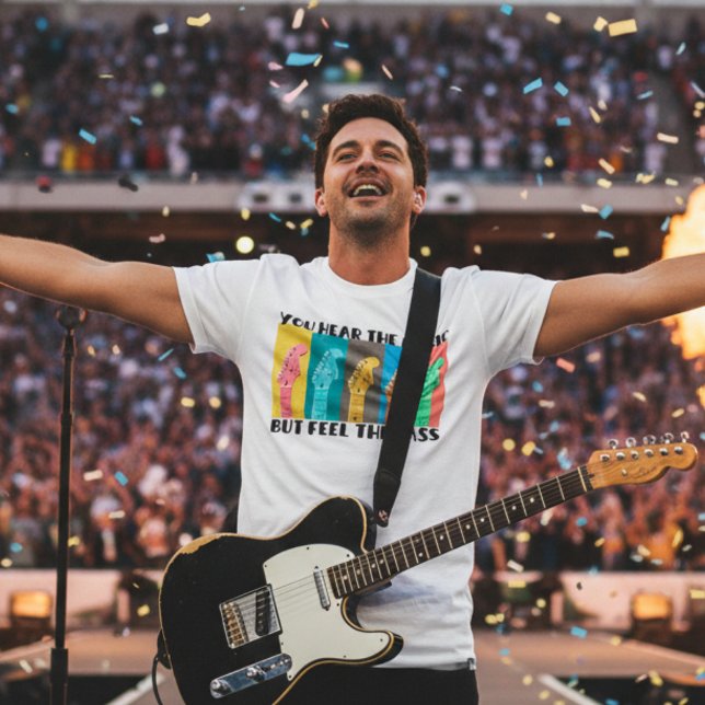 Hear Music Feel Bass - Retro Pop Art Guitar Lover  T-Shirt (Creator Uploaded)