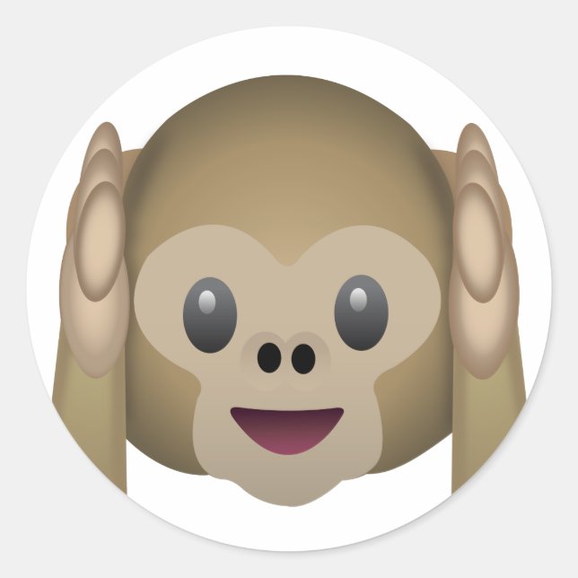 Hear No Evil Monkey Emoji Classic Round Sticker (Front)
