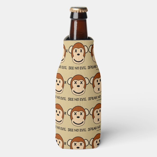 Hear No Evil Monkeys Bottle Cooler (Bottle Front)