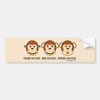 Hear No Evil Monkeys Bumper Sticker